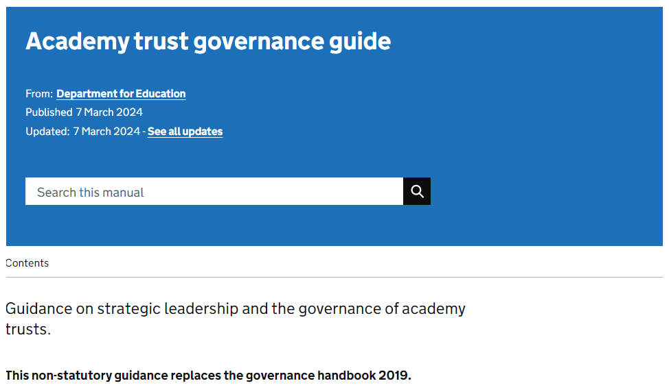 Governance Guide for academy trusts